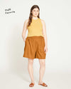 Juniper Linen Easy Pull-On Shorts - Caramel thumbnail 2