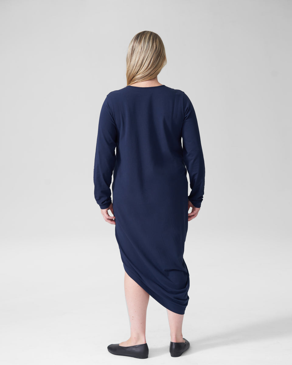 Iconic Long Sleeve V-Neck Geneva Dress Mom - Navy Zoom image 3