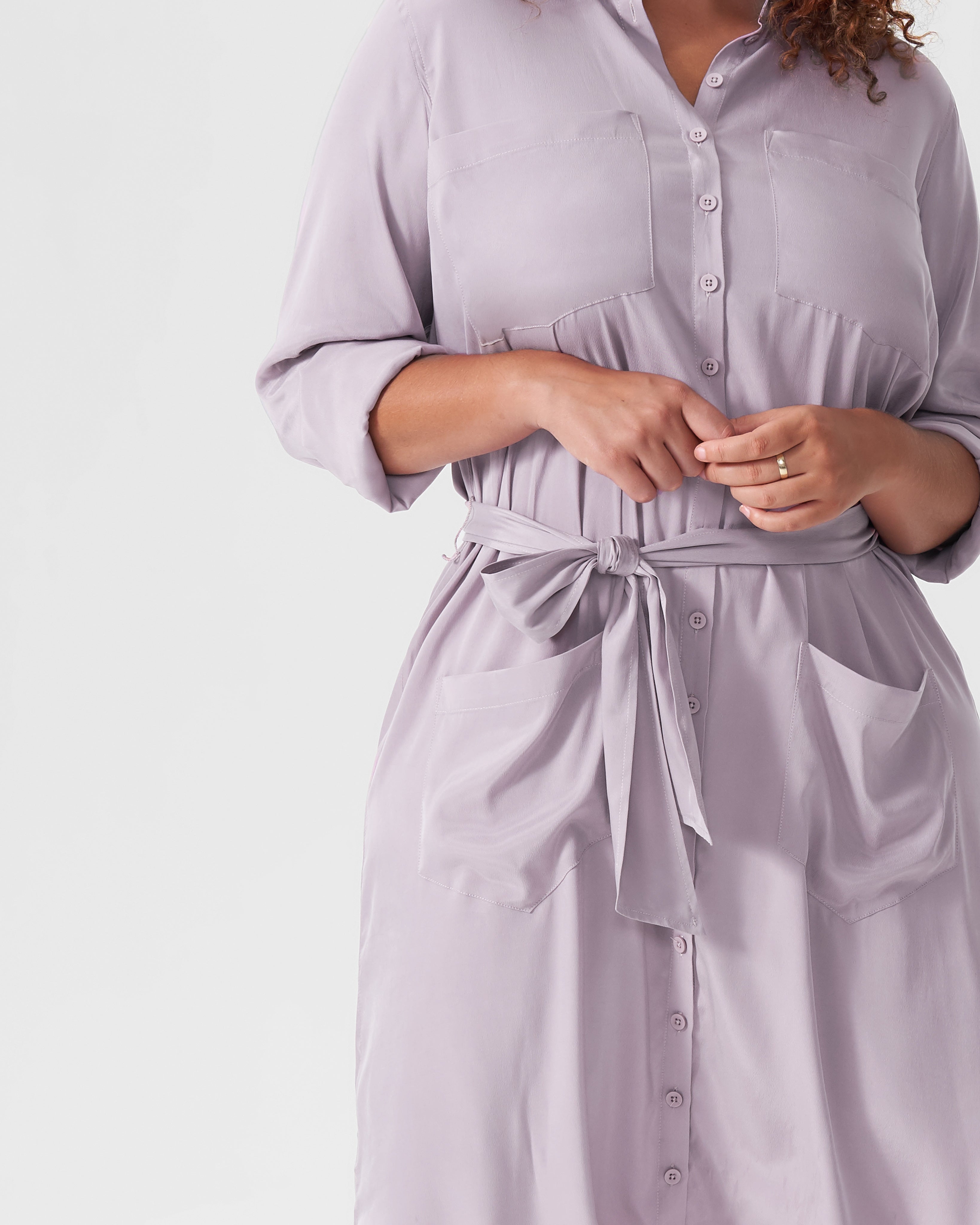 Michelle Cupro Shirt Dress - Orchid