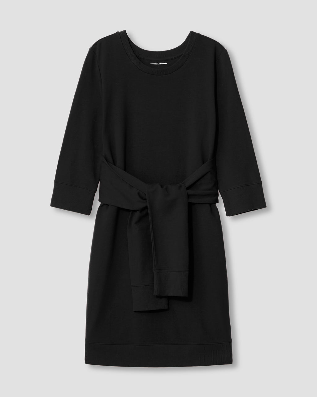 Classic Light Terry Tie Sweatshirt Dress - Black - image 1