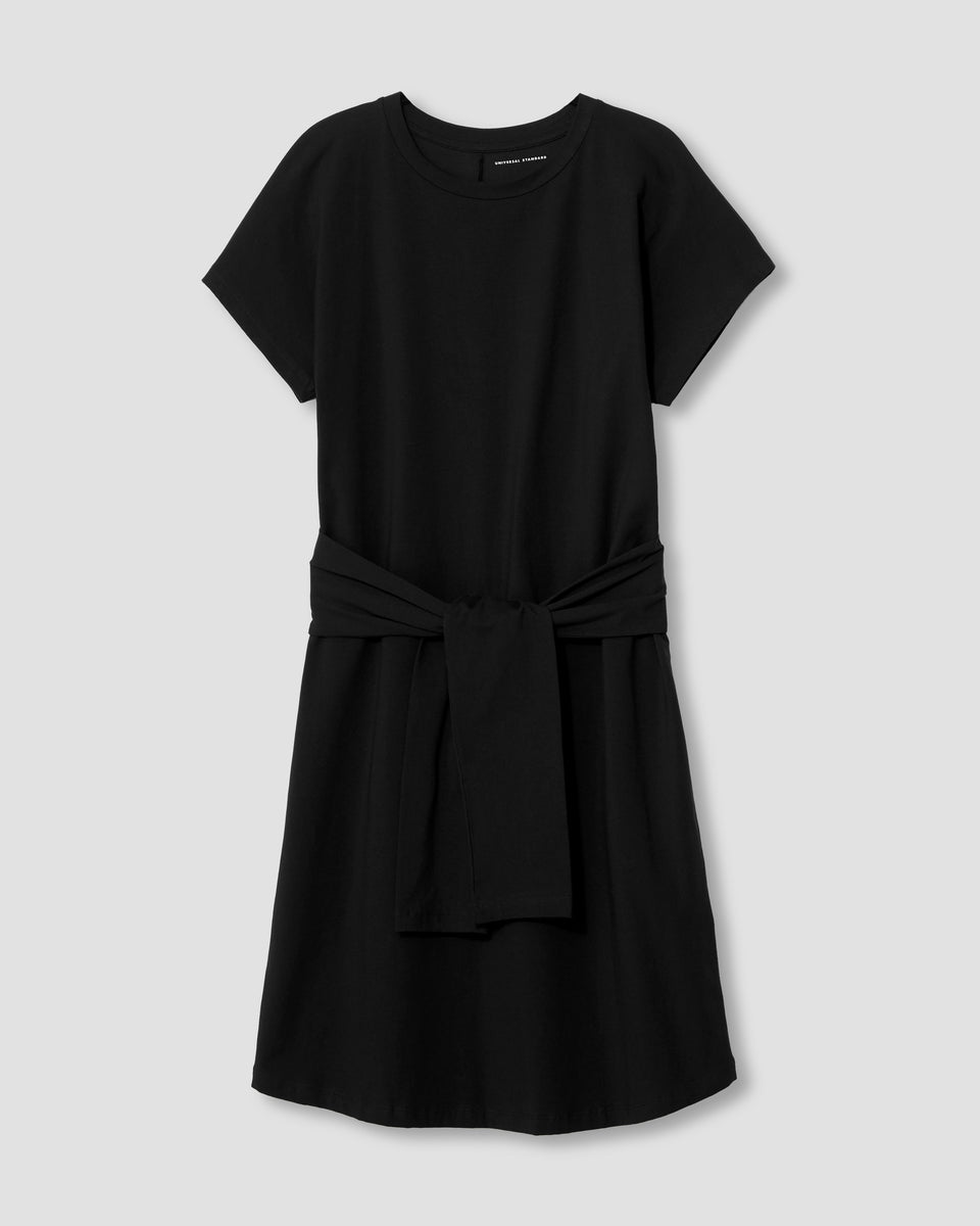 Classic Jersey Tie Dress - Black Zoom image 2