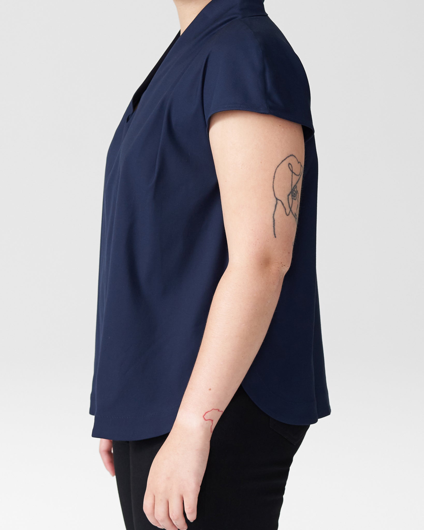 Petite Cambria Luxe Twill Top - Navy