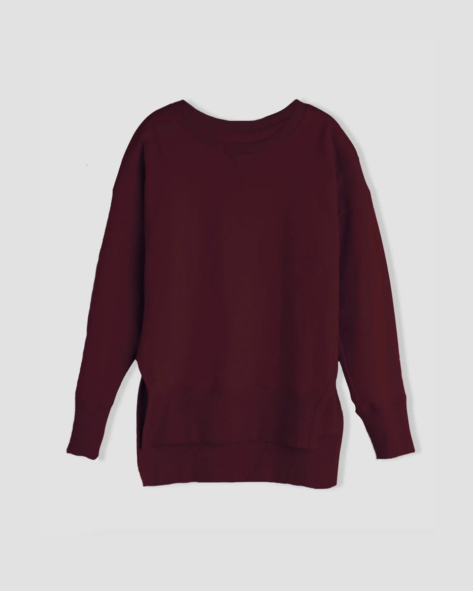 Classic Light Terry Open Side Sweatshirt - Black Cherry Zoom image 2