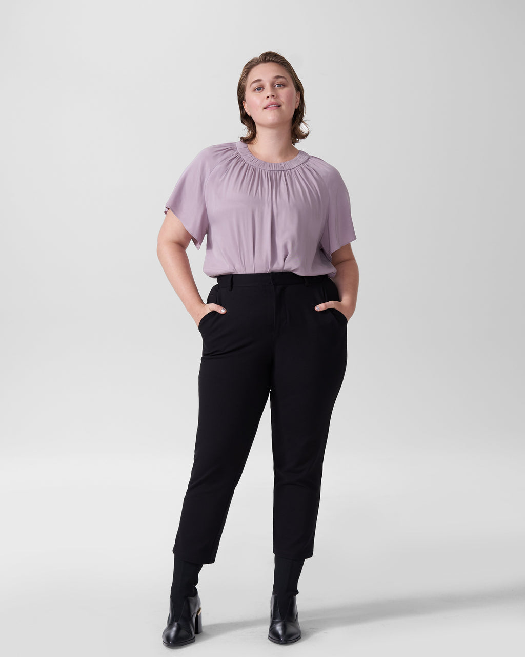 Alex Short Sleeve Shirred Top - Orchid - image 0