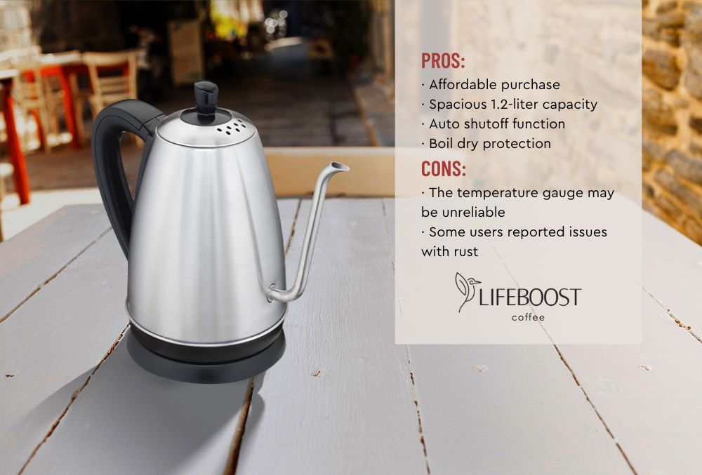 Electric 1.2 Liter Gooseneck Kettle with 1.2 liter capacity.