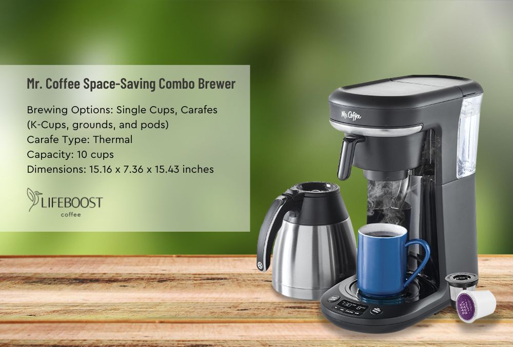 Mr. Coffee Pod and 10-Cup Space-Saving Combo Brewer in Black 