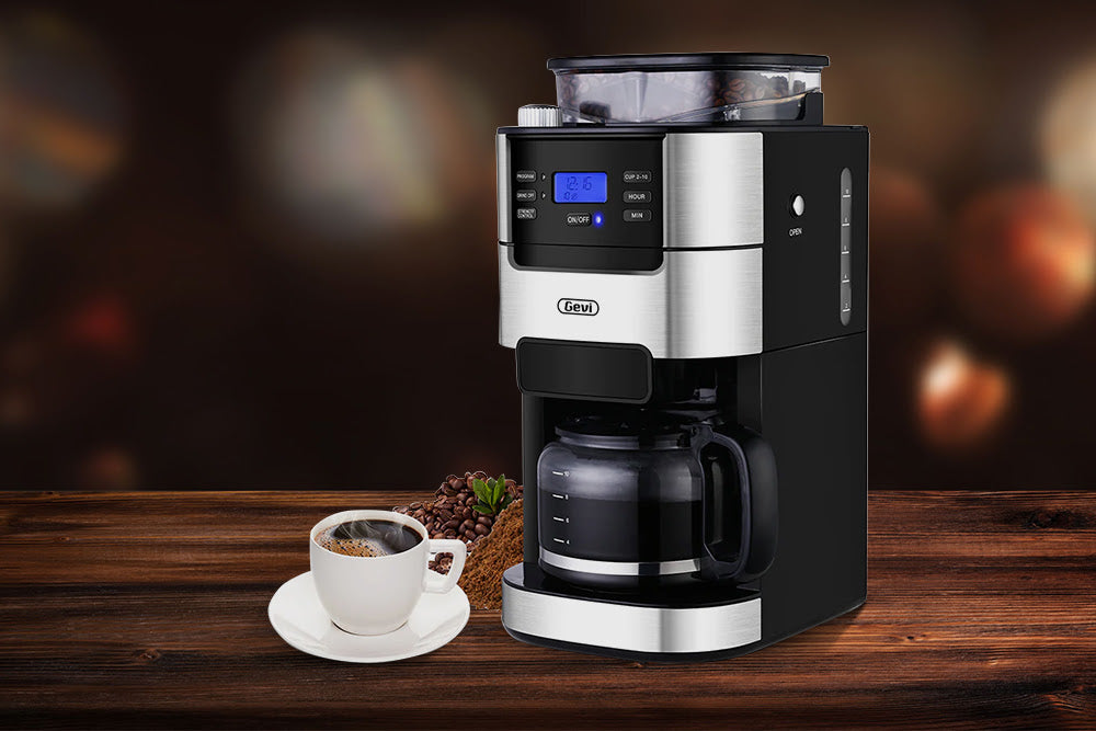 10-Cup Drip Coffee Maker with Touch Screen,Built-In Burr Coffee Grinder,  Automatic Grind and Brew,Warming Plate for Home and Office,1.5L Large