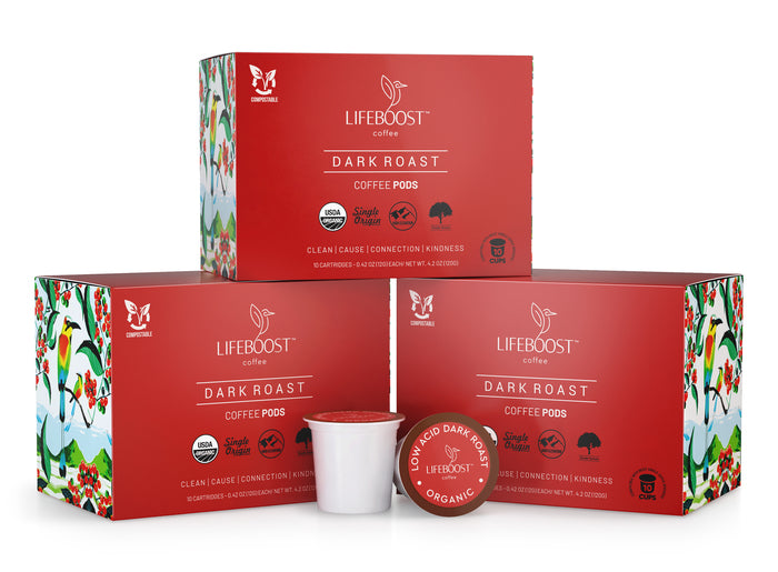 3x Dark Roast Coffee Pods - Lifeboost Coffee product image