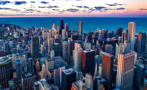 chicago skyline from above