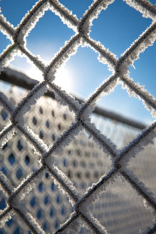 chainlink fence in snow