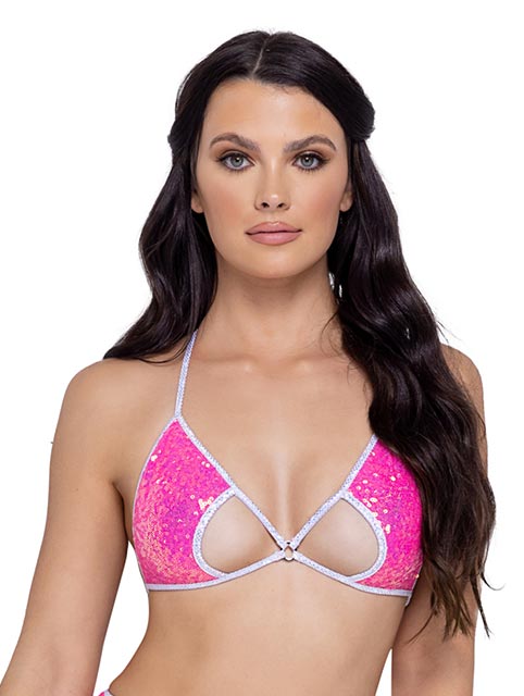 Sequin Keyhole Triangle Top