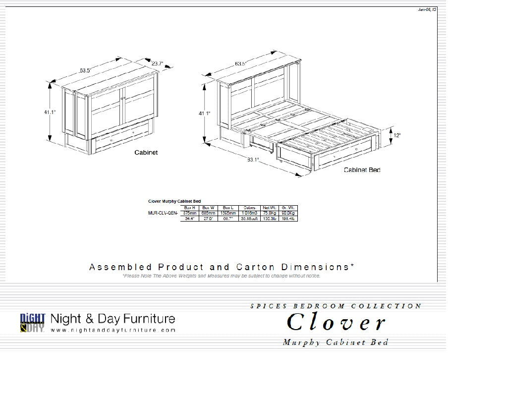 Clover Murphy Cabinet Bed Dimensions