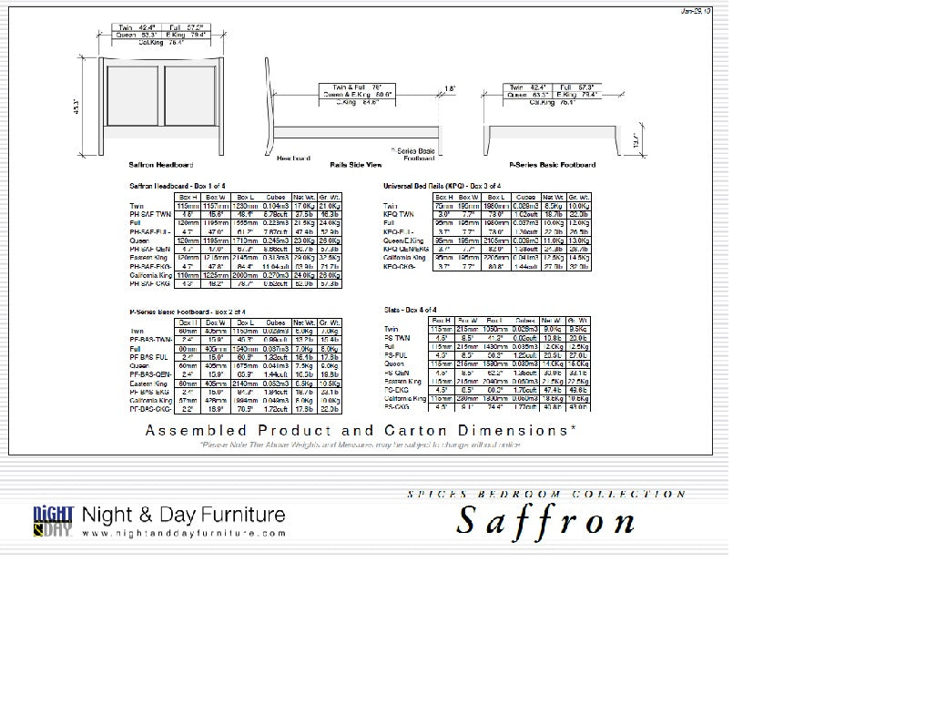 Saffron Platform Bed Dimensions