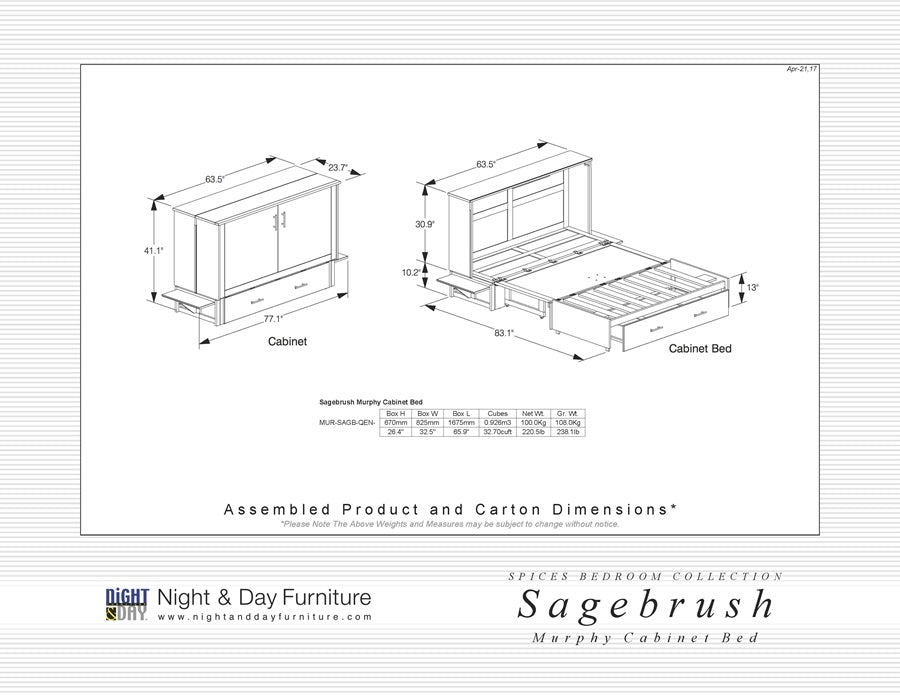 Sagebrush Murphy Cabinet Bed Dimensions