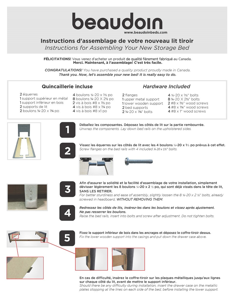 Assembly Instructions - Storage Bed