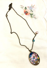 Flowers  Necklace Still Life Miniature Painted Handmade  Jewel - QuorArtisticTshirts