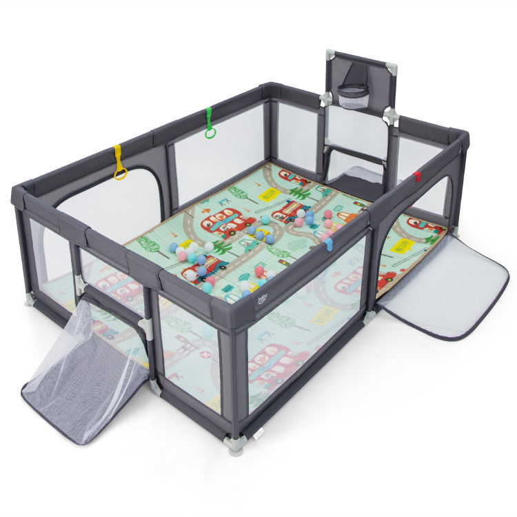 Large baby playpen with mat and sea balls