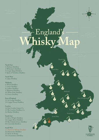 Dartmoor Whisky Distillery English Whisky Map