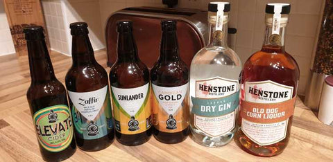 Bottles of Beer, Gin and Old Dog Corn Liquor