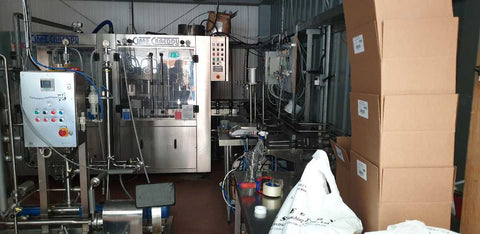 Photo of the brewery bottling line