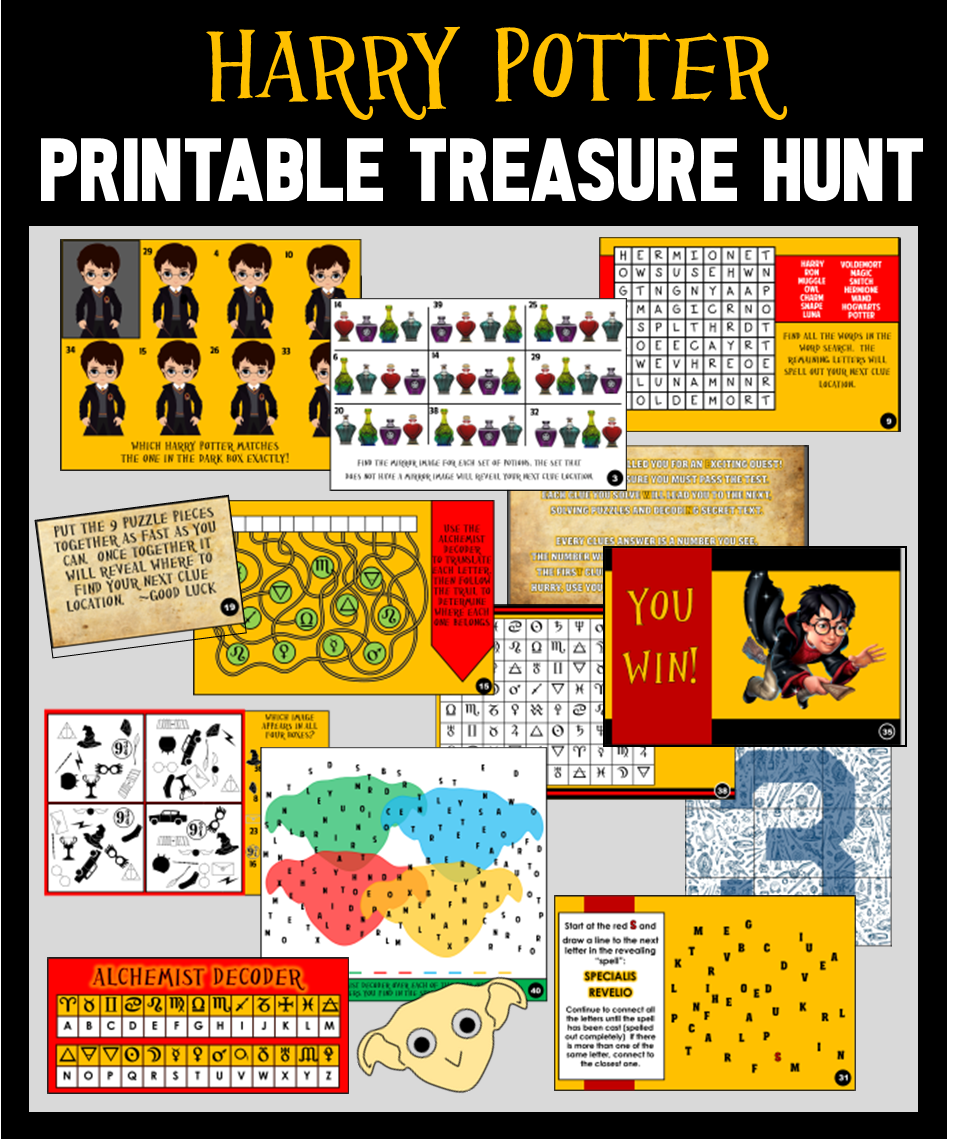 printable harry potter treasure hunt game queen of theme party games