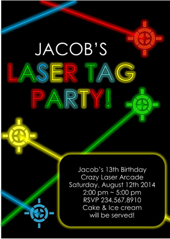 Laser Tag Party Invite Template Free Pdf