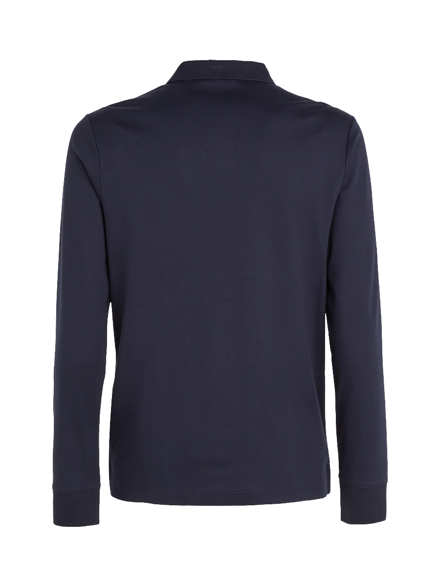 Calvin Klein Smooth Cotton Long Sleeve Polo - Black