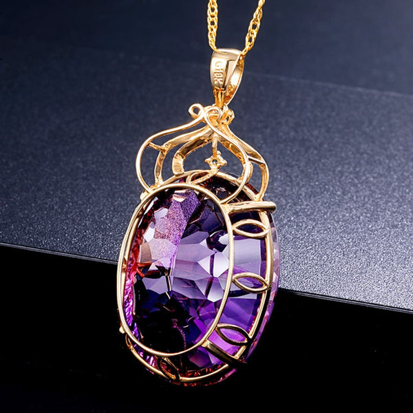 Amethyst Elegance, Gold-Plated Beauty, Exquisite Amethyst Necklace, Elegant Gold Accent, Amethyst Gemstone Elegance