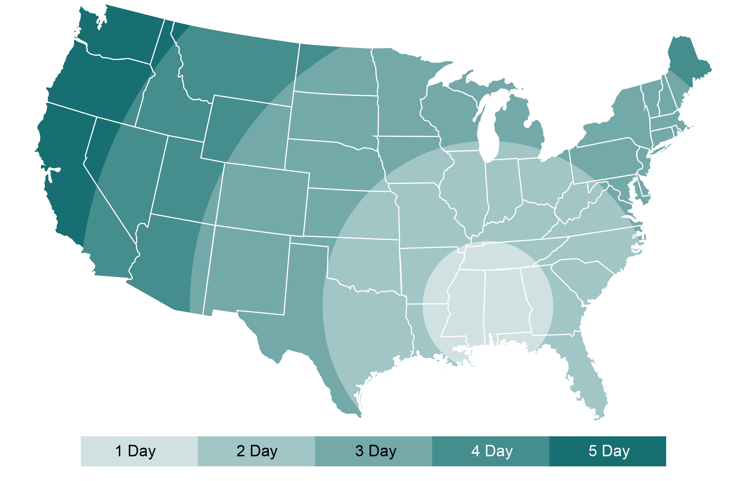 Shipping time estimate map
