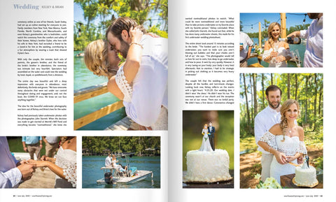 La photo de mariage sous-marine du photographe Outex John Starrett fait la couverture du Living Magazine 3