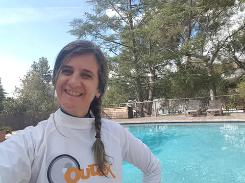 Carla wearing Outex shirt