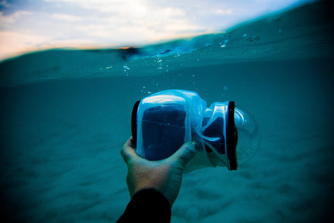 Clear Outex Waterproof cover and Glass Dome Port with a Canon 5DMK4 + 8-16mm Fisheye lens inside.