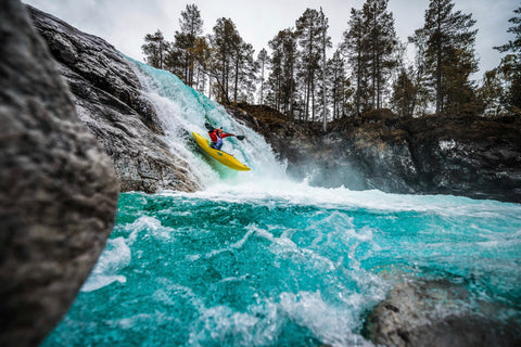 Waterfall river kayaker photo by Outex waterproof photographer Steffen Kirschner