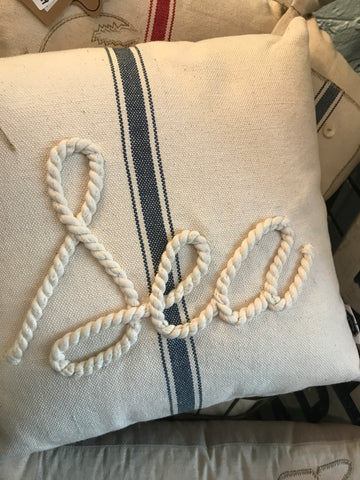 Manualidad de bricolaje con letras de cuerda - Mar sobre almohada