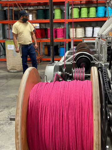 Ravenox Twisted Cotton Hot PInk Rope Being Manufactured in North Carolina USA