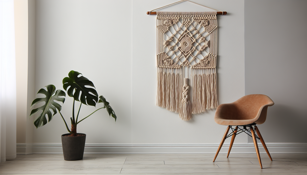 A modern macramé wall hanging