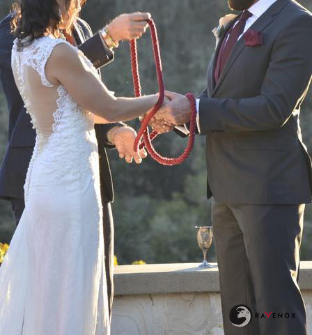 Cuerda trenzada de algodón color burdeos Ravenox para ceremonia de unión a mano en boda en la iglesia