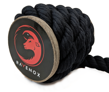 Ravenox Twisted Cotton Rope (Black, Black & Red) - Thin Red Line - 1/2-Inch x 10-Feet - 15845456511066