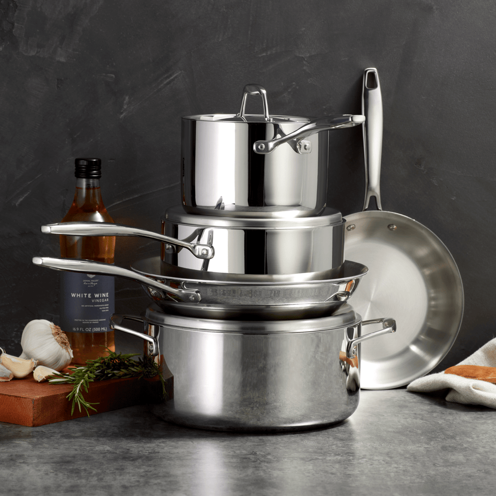 Tramontina Covered Deep Saute Pan Stainless Steel Tri-Ply Clad 6 Qt,  80116/073DS