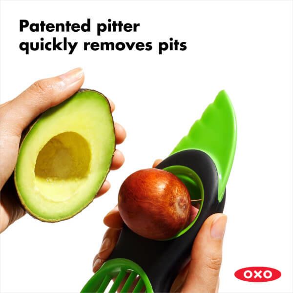 OXO Good Grips 3-in-1 Avocado Slicer - Green & Scoop and Smash Good Grips  Avocado Tool, Masher, Black