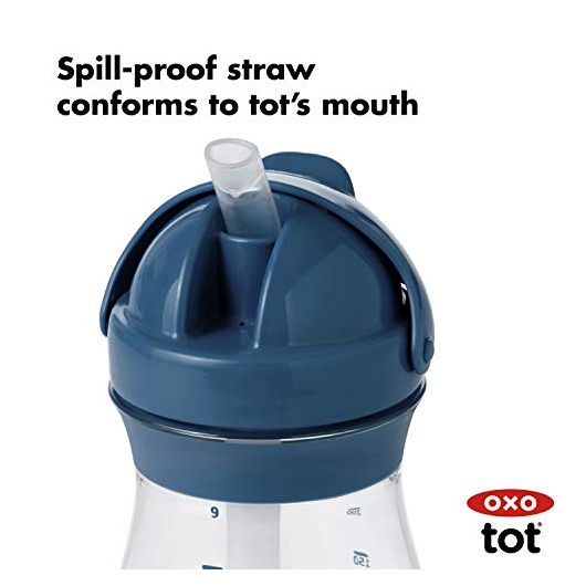 OXO tot Transitions Straw Cup w/Removable Handles Navy/ Clear 6 oz. 4+ mos.  NEW