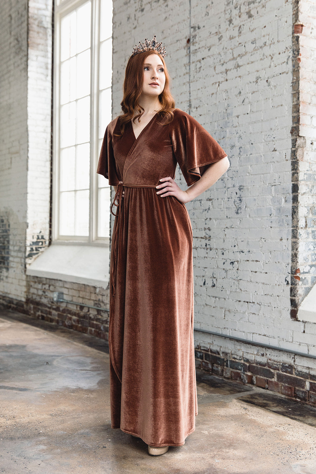 copper velvet dress
