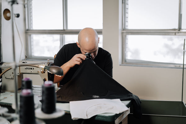 Rob checking fabric quality