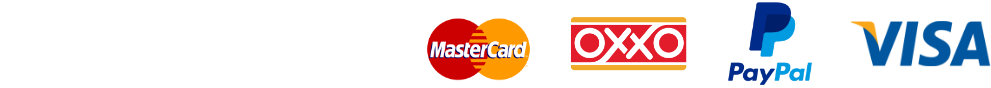 Compra seguro con Mastercard, Oxxo, Paypal y Visa