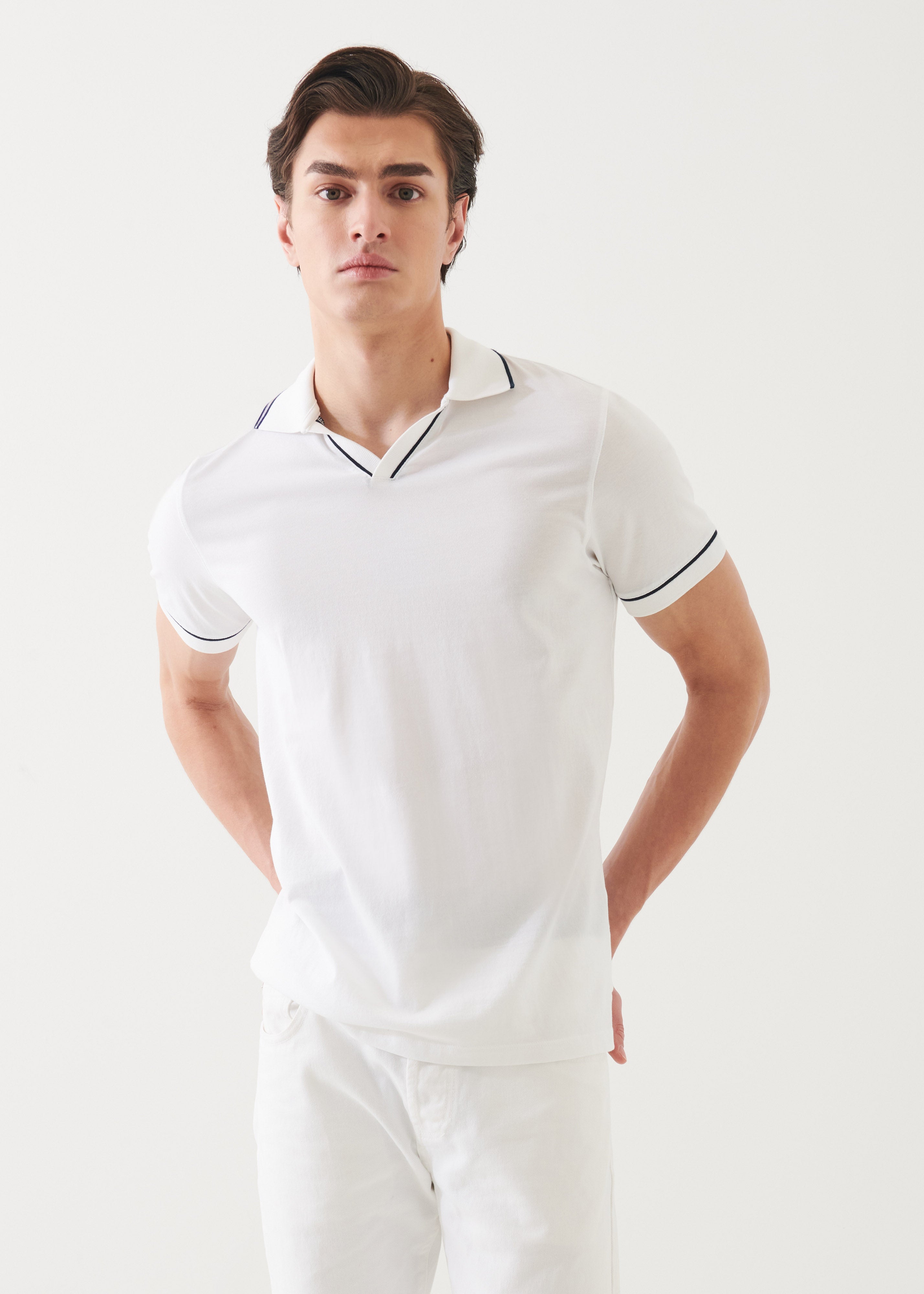 Mercerized Pima Cotton Tipped Open Polo