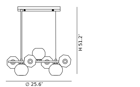 Lustre en boule de cristal et de verre CAD_7