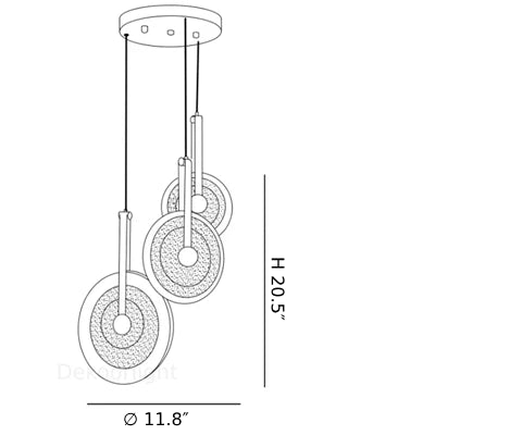 Suspension disque doré givré CAD 2