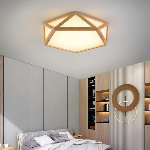 Polygonal Wooden Ceiling Light