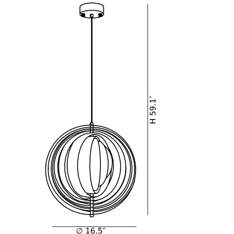 Lampe suspendue rotative en forme de lune