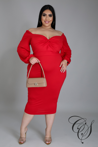 Kaiya Off Shoulder Midi Dress – Designs By Cece Symoné